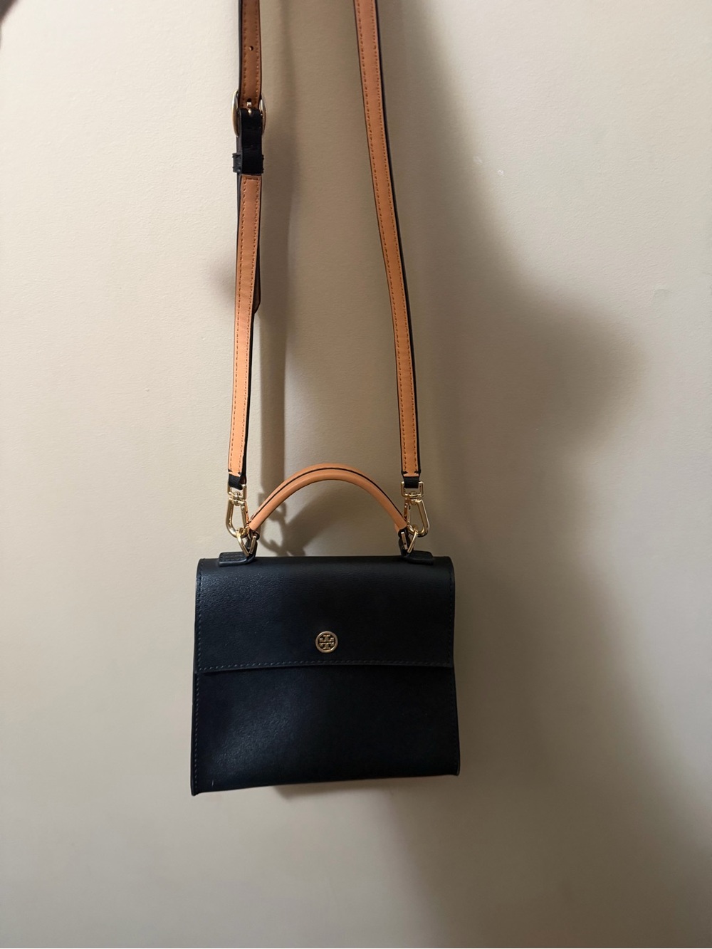 Tory Burch Black Leather Top-Handle Crossbody Bag - Picture 3 of 10